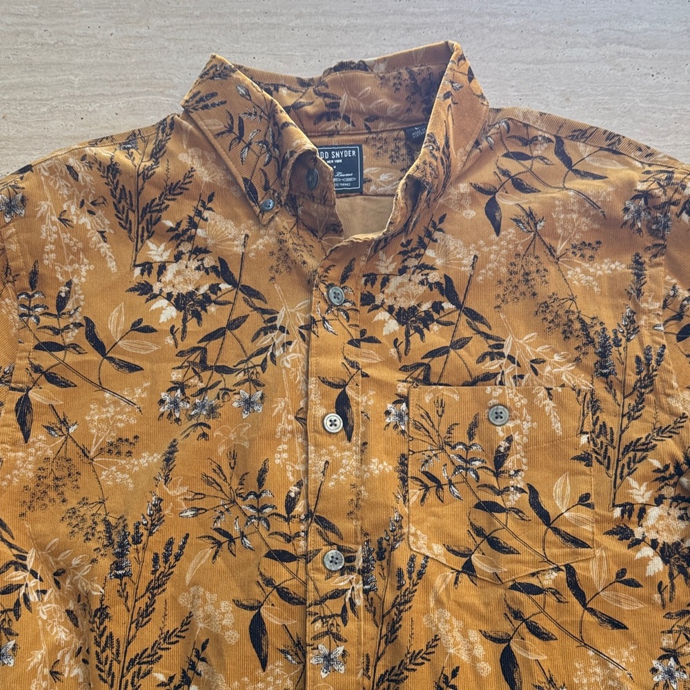 Todd Snyder Mustard and Brown Floral flannel Shirt L perfect condition